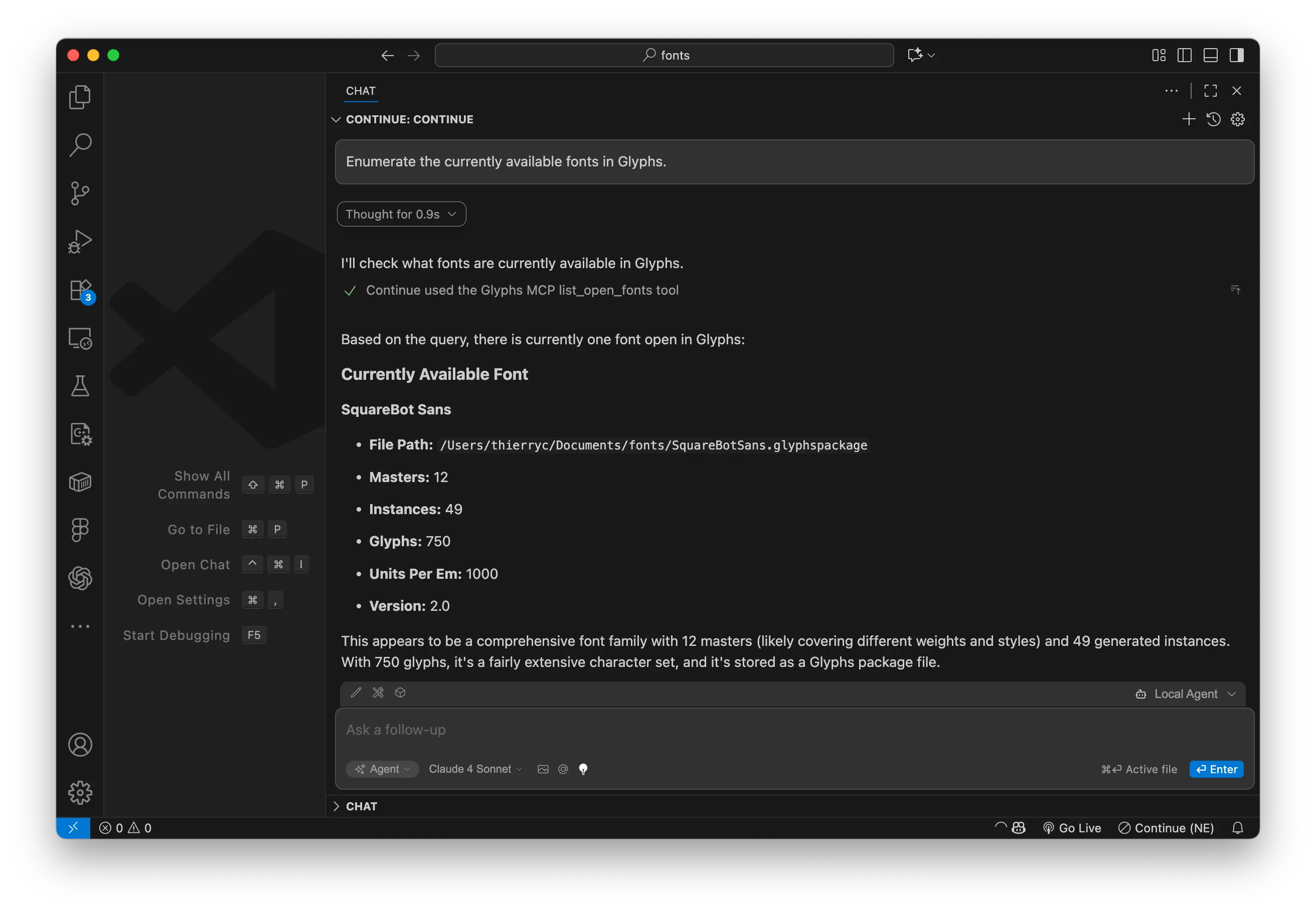Continue MCP configuration screenshot